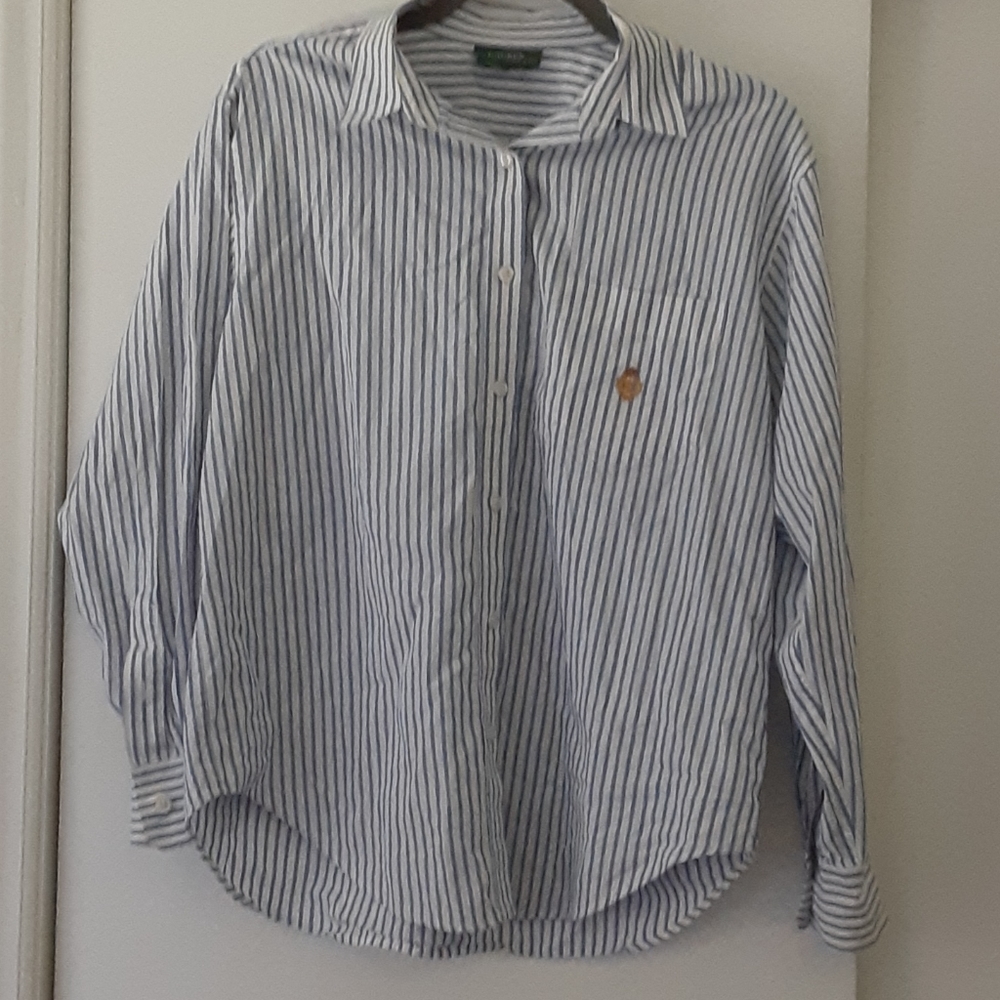 Ralph Lauren Woman's Button Down Pajama Top Sz Lrg
